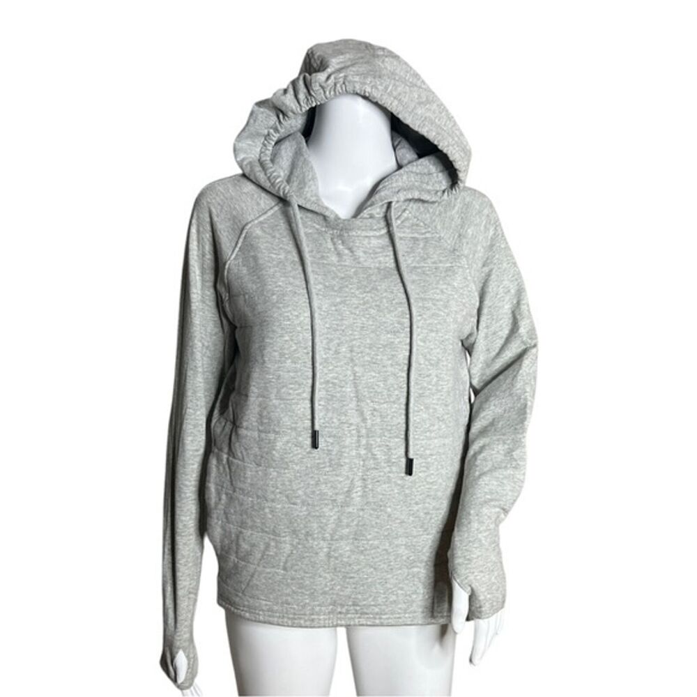 Zyia Sweatshirt Womens Small Gray Quilted Front Hoodie Casual Workout Athleisure